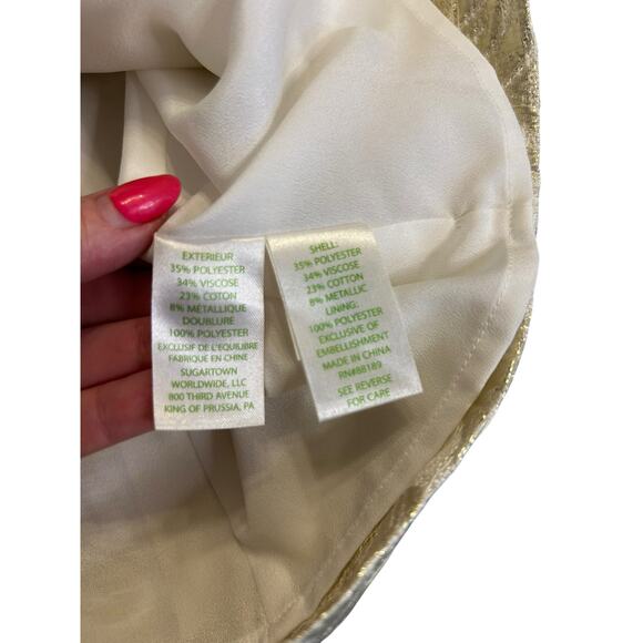 Lilly Pulitzer Shift Dress With Beaded Neck and Golden Leaf Detail .  - Size 4 - Picture 11 of 16